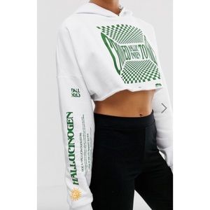 Crooked Tongues oversized crop hoodie